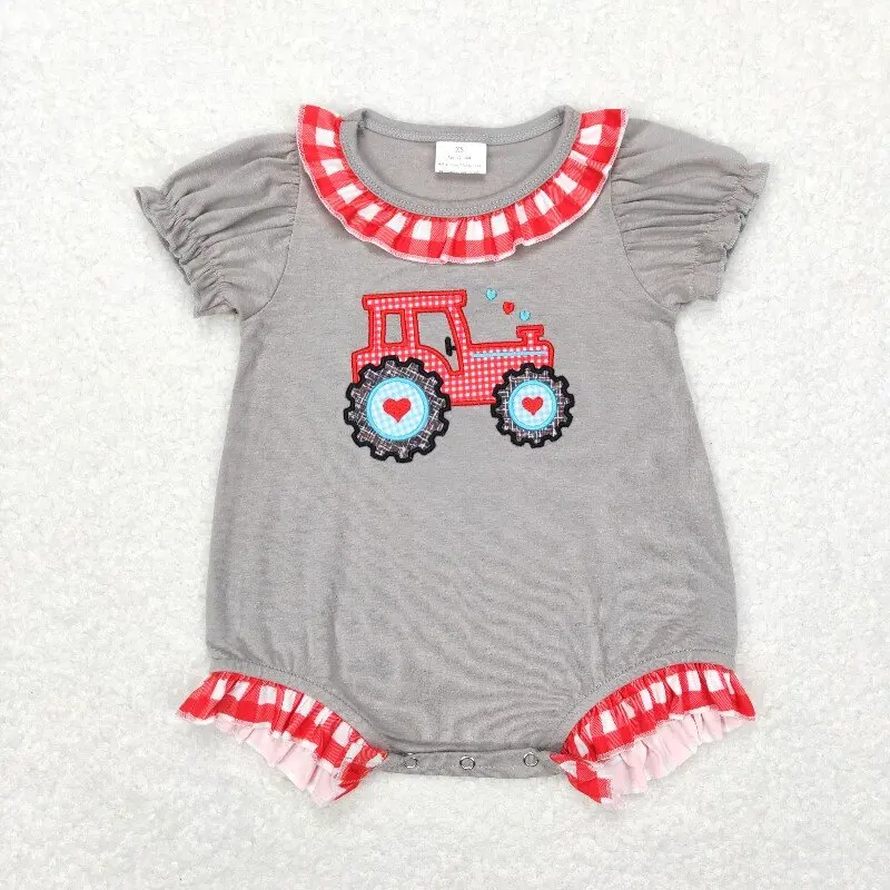 3.27y NEW stock baby summer girls romper wholesale boutique fishing float red bow blue vest rompers