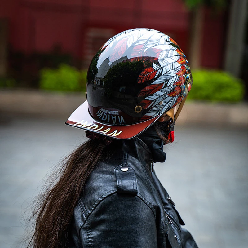 custom female motorcycle helmets Hand Painted Helmet | Sexy Woman wicking inner Wild Heart Ladies Motorcycle Helmet