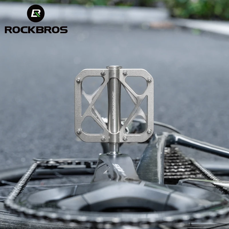 ROCKBROS Titanium Alloy Bike Pedals Ultralight Anti-slip Wide Pedal MTB Road Bike Stainless Steel Nails Cycling Accessories - Image 6