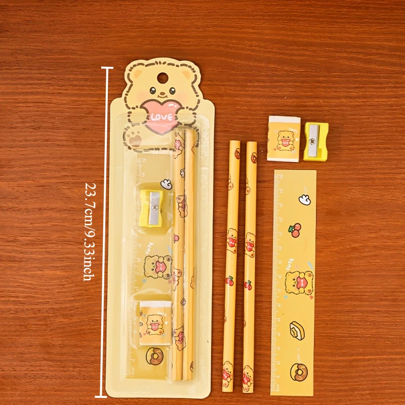 4/8Sets Pencil Stationery Set with Eraser Multipurpose Writing Tool for Student Prize Party Favor School Supply - 5
