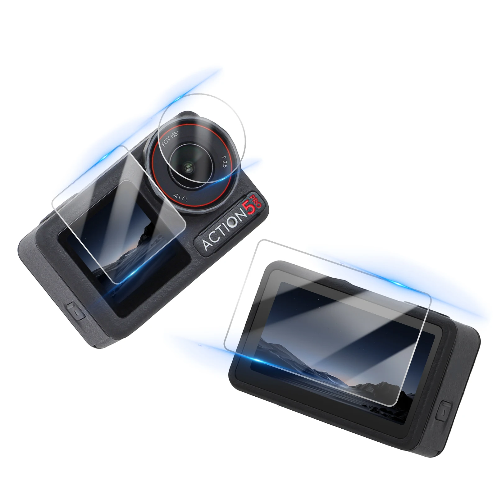 Description Picture 4 of item9 in1 Tempered Glass Screen Protector for DJI Osmo Action 5 Pro Camera 9H Hardness Lens/Screen/Front LCD HD Anti-scratch Film