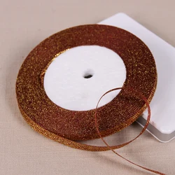 Sparkling Silver & Gold Glitter Satin Ribbon - 25 Yards, 6mm for Elegant Decor & Crafting (Burgundy)