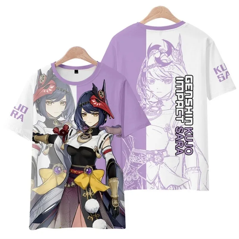 Game Genshin Impact 3D T Shirt Women Men Summer O-neck Short Sleeve Funny Tshirt Graphic Tees Sangonomiya Kokomi Cosplay Costume