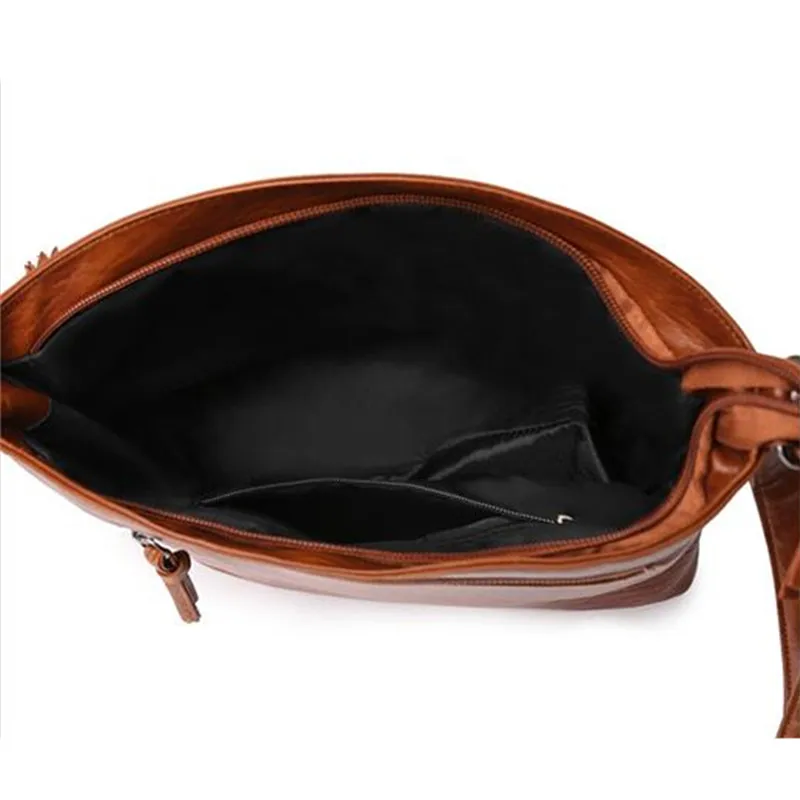 Retro Style Multiple Pockets Soft Leather Crossbody Bag, Simple Single Shoulder Bag for Daily Office, Parties, Dating, Going Out