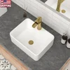 16" Rectangular Ceramic Vessel Bathroom Sink White Countertop Basin Above Counter Easy-to-Clean Durable Modern Style Ideal Small 1