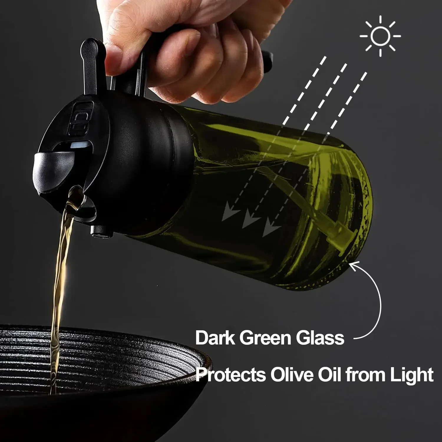 Dark Glass 2-in-1 Olive Oil Sprayer & Dispenser