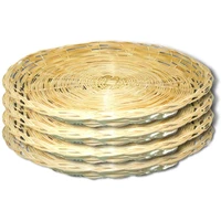 Bamboo Paper Plate Holder - 10 Inch Round Woven Plate Holder, Reusable Paper Plate Holders For Picnic Party 1