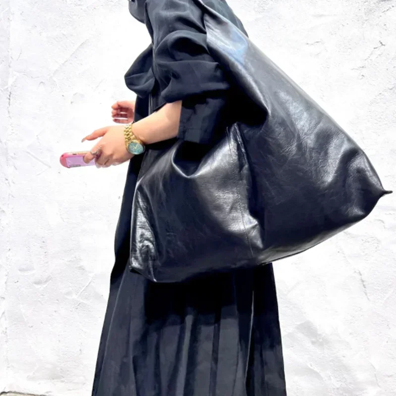 

Large Capacity First Layer Cowhide Women Bags Office Lady Bolsas Feminina Simple Handbags Autumn Vintage Fashion Bolsos Mujer