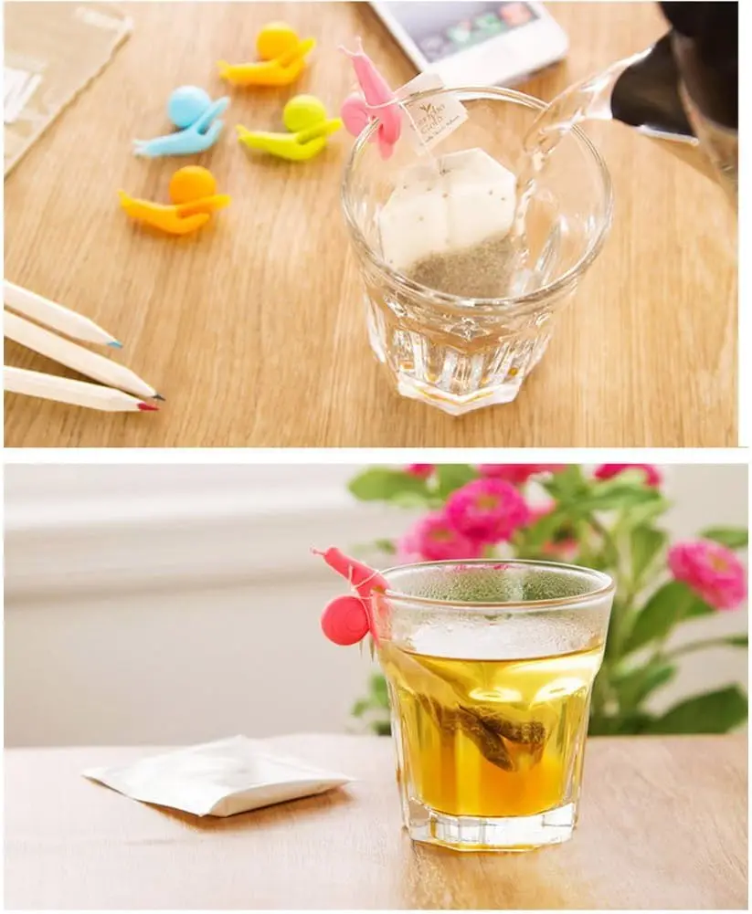 Snail Shape Tea Bag Holder Cup Mug Decoration Tool Creative Food Grade Silicone Soft Clips Tea Bag Coasters Tools 10Pcs silicone tea bag holder