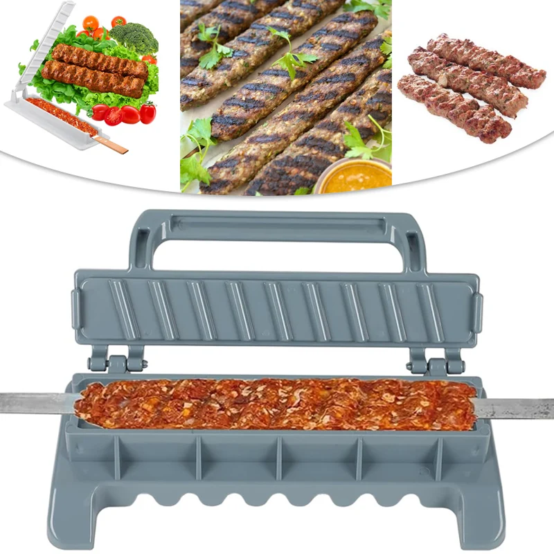 Row Kebab Maker Bbq Meat Skewer Machine Kebab Press Maker Reusable Plastic Bbq Skewer Kafta Preparation BBQ Tools barbecue skewers bbq grilling accessories kebab maker