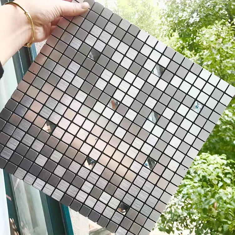 thumbnail image 1 of Mosaico de metal, panel de aluminio y plástico, adhesivo para pared, dorado, abstracto, impermeable, para cocina, baño, azulejos, decoración de pared, 1 of 5