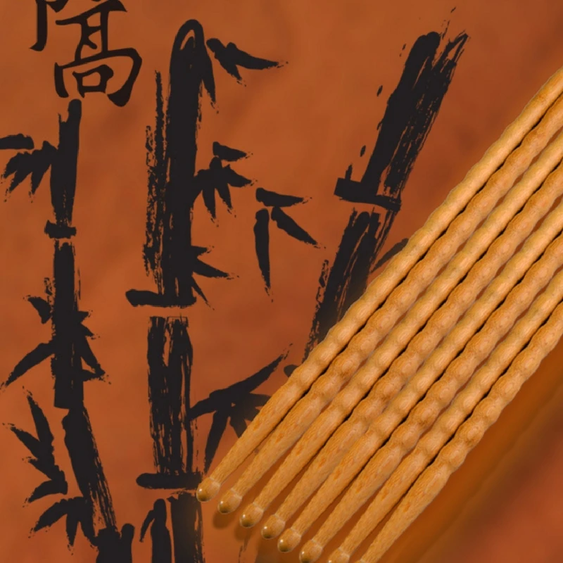Description Picture 2 of item1 Pairs Wavy Pattern Bamboo Drumsticks 5A / 5B / 6A Drum Stick Durable Practical Drum Sticks