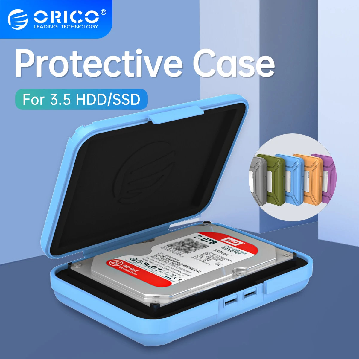 Anti-estática Orico HDD de 3.5 pulgadas Caja de disco duro SSD Protector caso con etiqueta de marca 