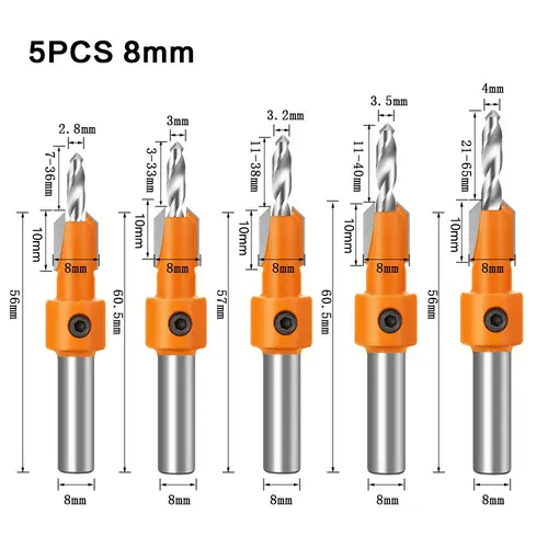 8mm Shank HSS Woodworking Countersink Router Bit Screw Extractor Remon Demolition for Wood Milling Cutter Woodworking Tools - Image 9