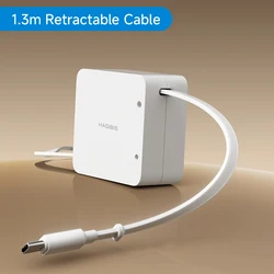 Hagibis Retractable USB - C Fast Charging Cable - 100W Type C to C Charger (WHITE)