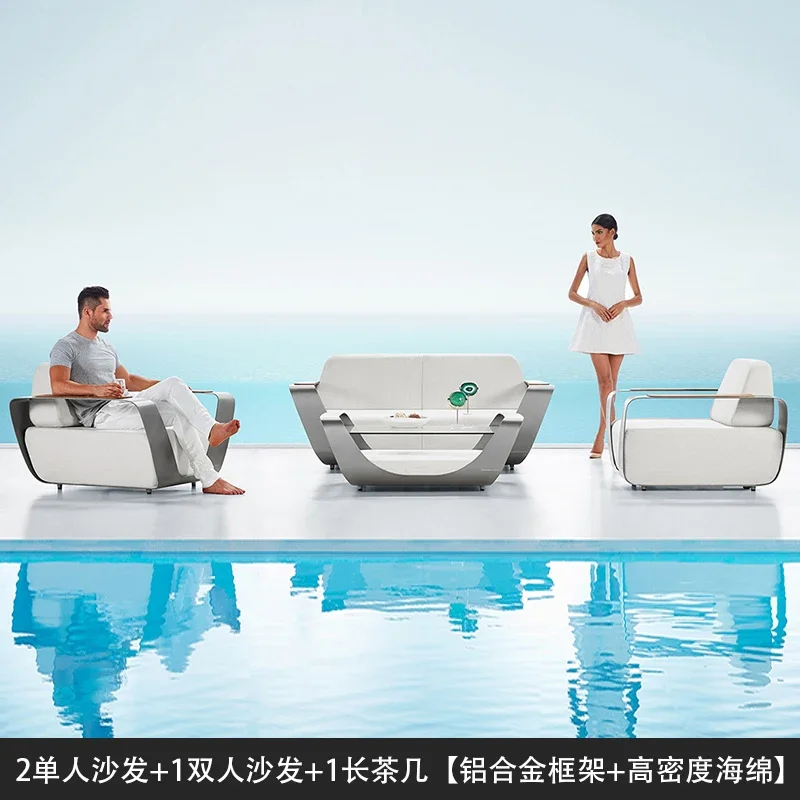 

Aluminum alloy outdoor sofa hotel sales department Nordic balcony high-end courtyard outdoor coffee table balcony