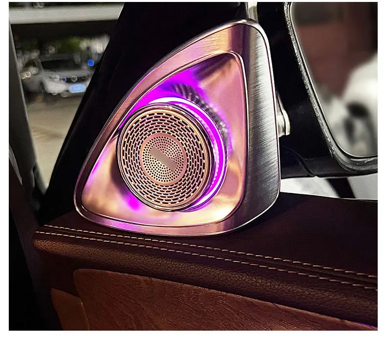 메르세데스-벤츠 4D 회전 트위터 C GLC E S-클래스 W213 W205 W222 W223 X253 RGB LED 발광 카 스피커 혼 개조