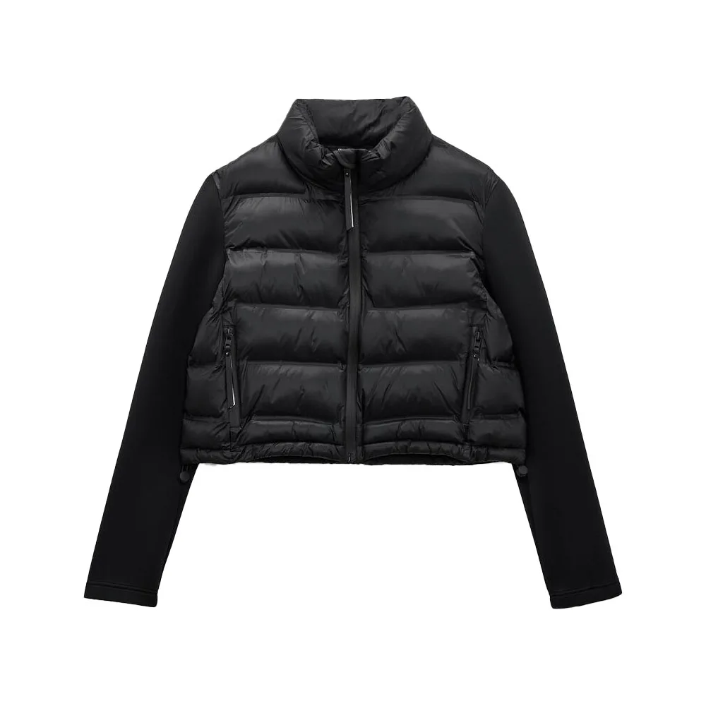 

Zach AiIsa counter quality new women's fashion all-match zipper long sleeve casual pocket short splicing jacket