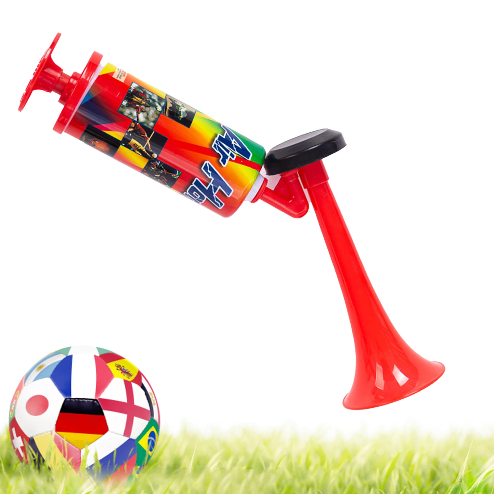 Plastic Horn Sports Competition Cheering Horn with Air Pump Red Handle Loud Sound Supporter Durable Sports Horn Football Match Kids Toy