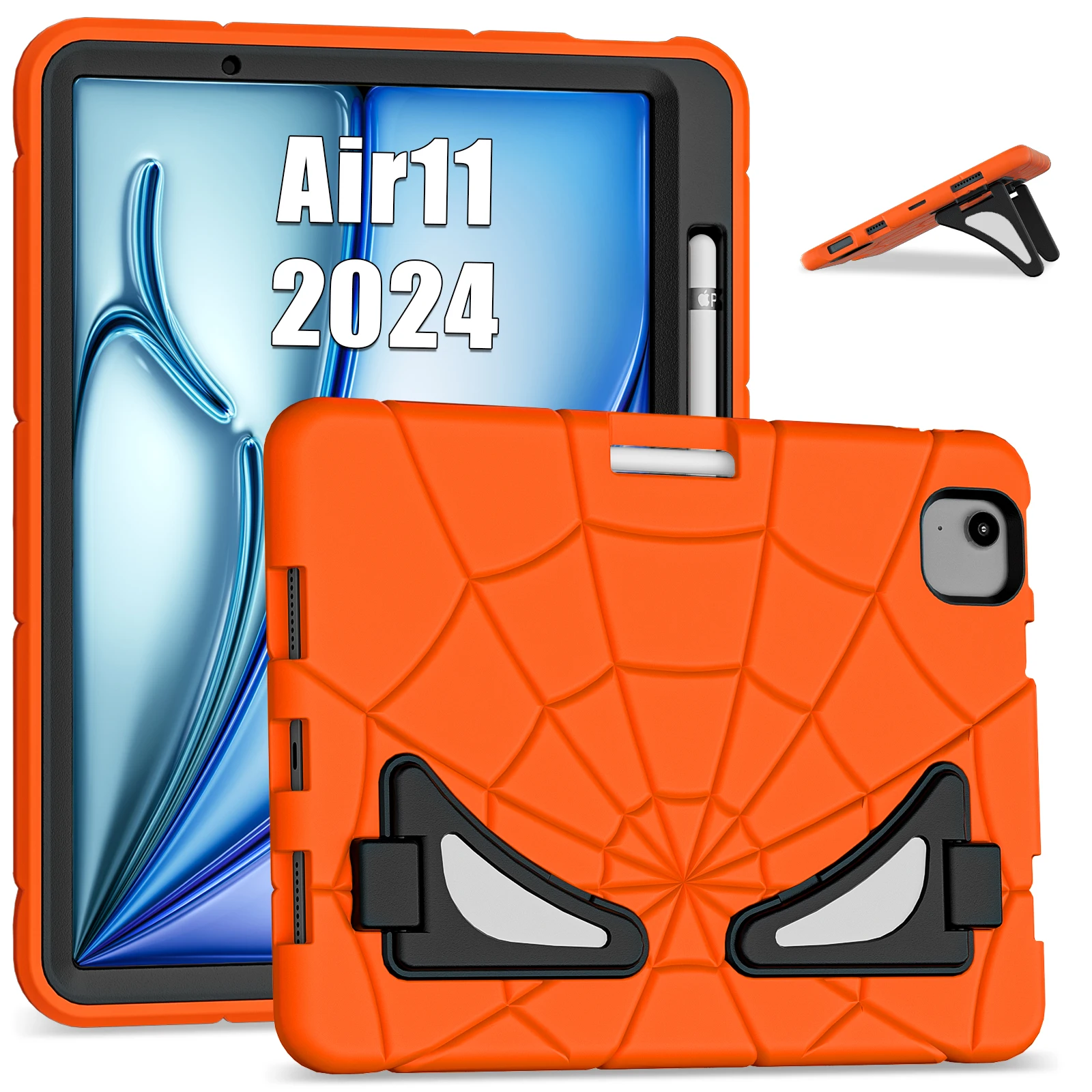Children's Spider Shockproof Tablet Case with Kickstand and Pen Slot - Silicone + PC Protective Cover