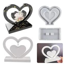 DIY Love Heart Hanging Photo Frame Silicone Moulds Resin Ornament Casting Molds Handmade Desktop Decoration Crafts Making Tools