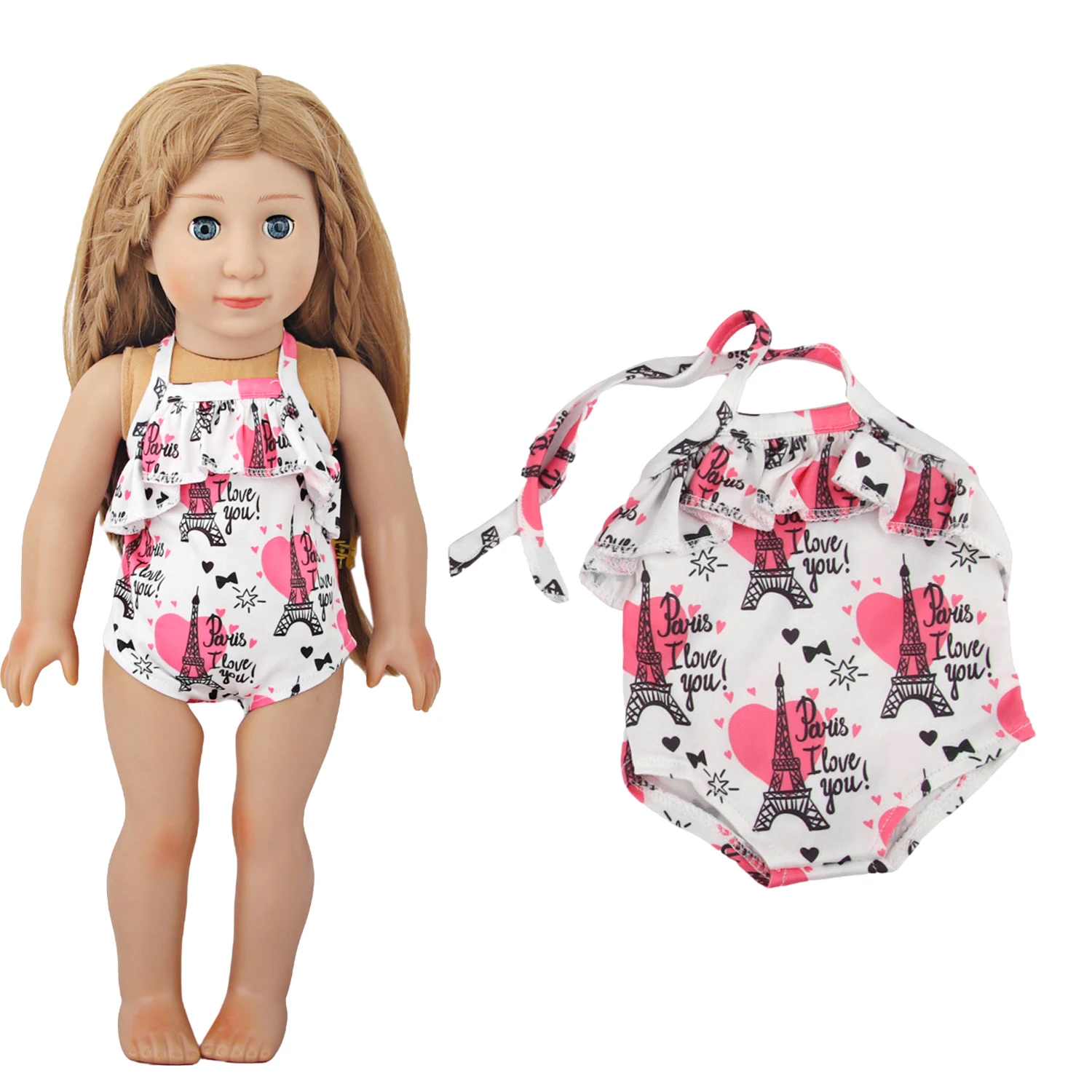 Sling Swimsuit Flower Rianbow Pony Iron Tower Bikini Swimsuit For 43cm Baby New Born&American 18 Inch,OG Girl Doll Accessories