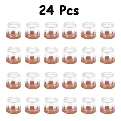 Silicone Felt Chair Leg Caps - Anti - Scratch Floor Protectors for Hardwood Surfaces, Set of 24 (Transparent 24PCS)