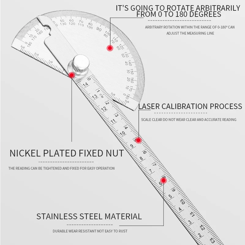 Digital Angle Protractor Angle Protractor Angle Measuring Tool Carpenter Measuring Tool Woodworking Measuring Tool 0-180 &deg; Round Head Protractor Stainless Steel Angle Gauge Woodworking Angle Gauges