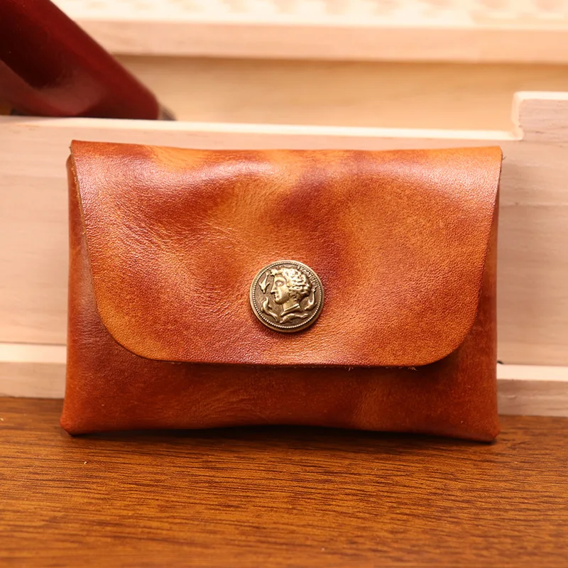 Credit/ID Card Case Genuine Leather Handmade High Quality Men Retro Small Wallet Bus/Name Card Holder Leather Women Card Wallet