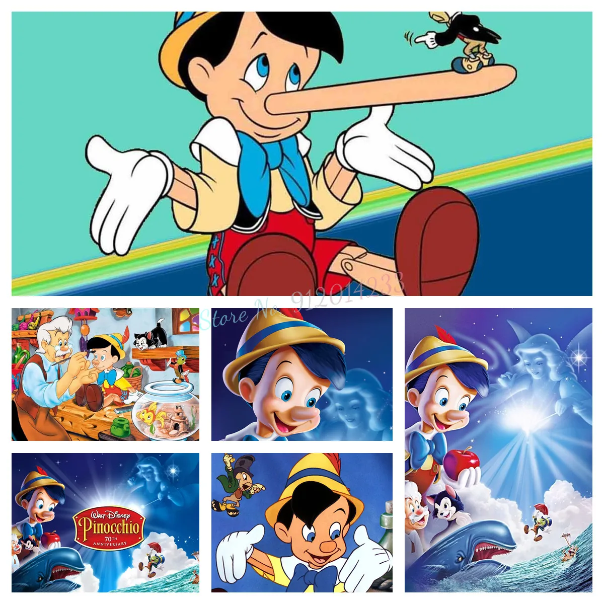 5D Cartoon Diamond Ricamo Disney Pinocchio Diamond Painting Kit Punto Croce Per Bambini Mosaico Fatto A Mano Trapano Completo Home Decor