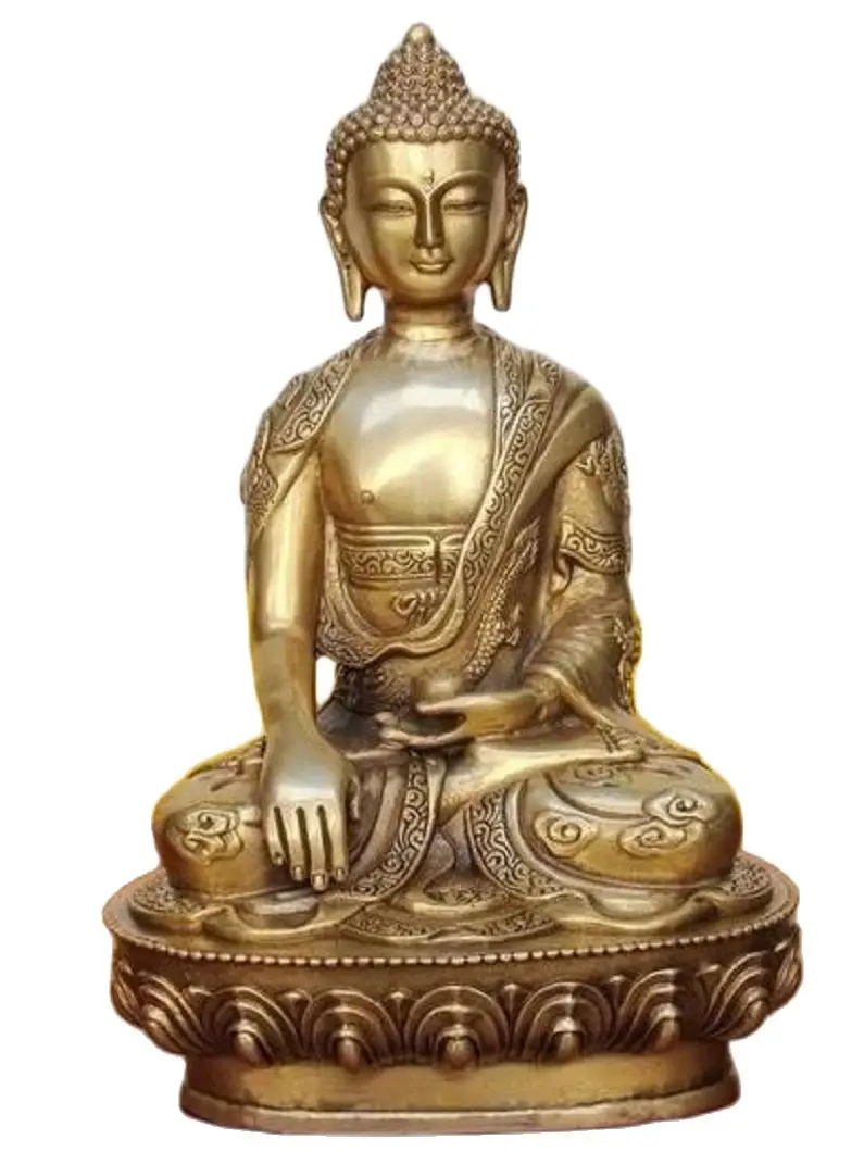 

21 CM Copper Crafts Brass Tibetan Buddhis shakyamuni bronze buddha statue 21cm Bronze wedding copper