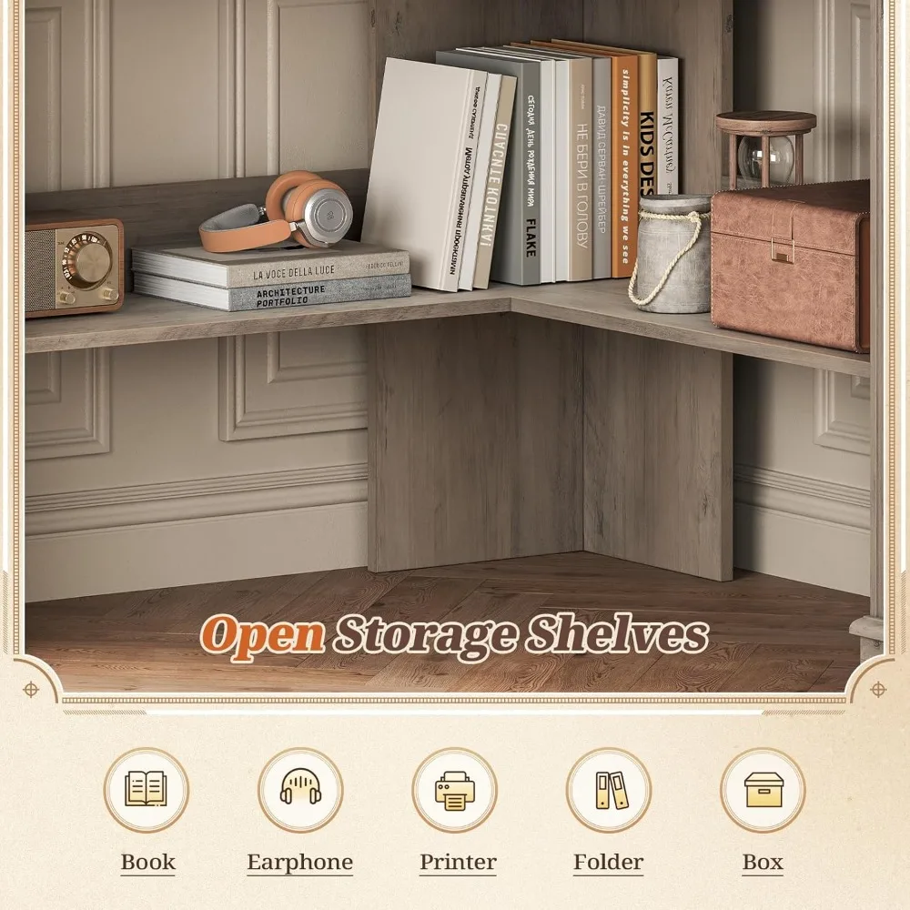 31.5" small corner desk, corner desk for small space, farmhouse computer desk with drawers, triangle computer desk with storage