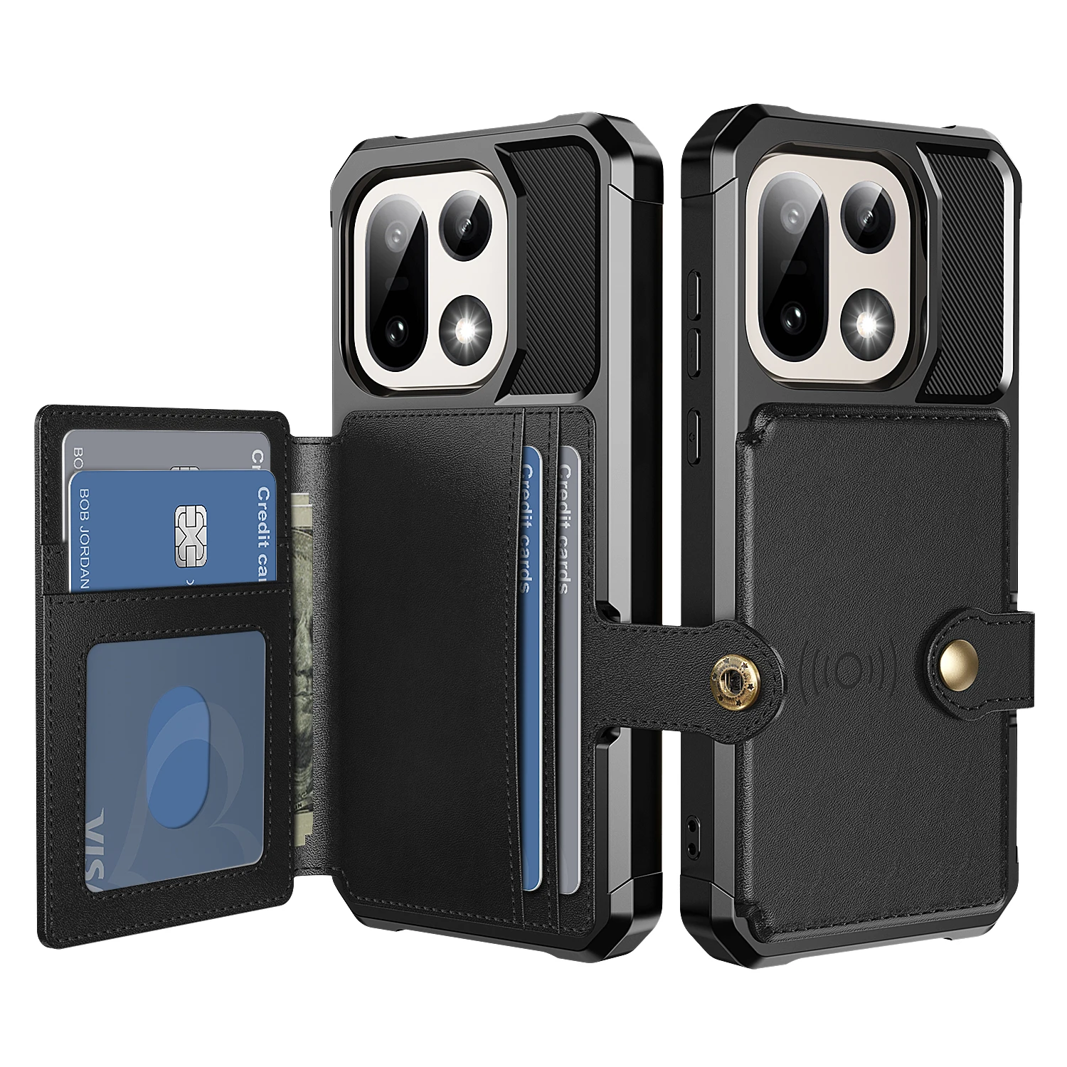 Luxury Leather Magnetic Phone Case with Card Slots and Shockproof Wallet Lens Protection Cover