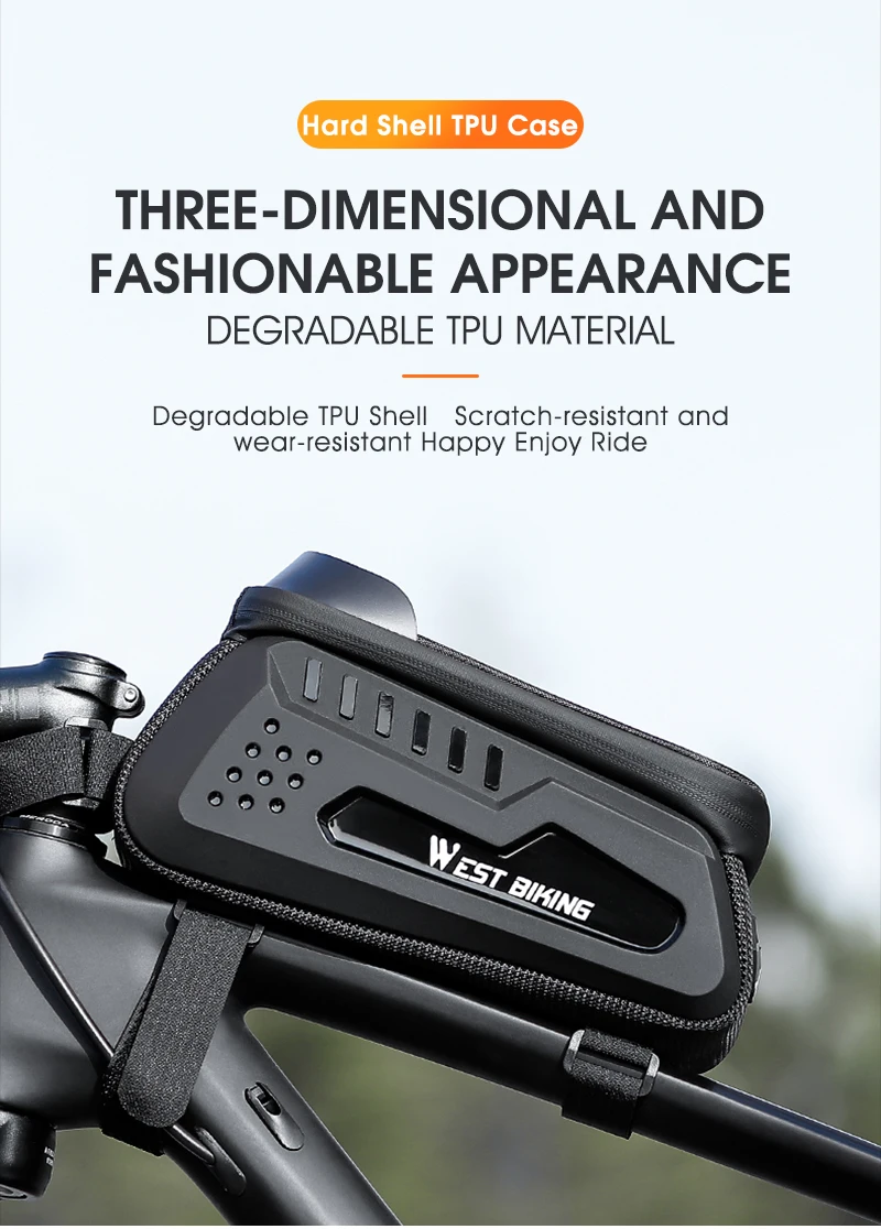 WEST BIKING Wasserdichte Fahrradtasche Radfahren Oberrohr Frontrahmentasche 7,4 Zoll Handyhülle Aufbewahrung Touchscreen MTB Rennrad Tasche – Detail 3