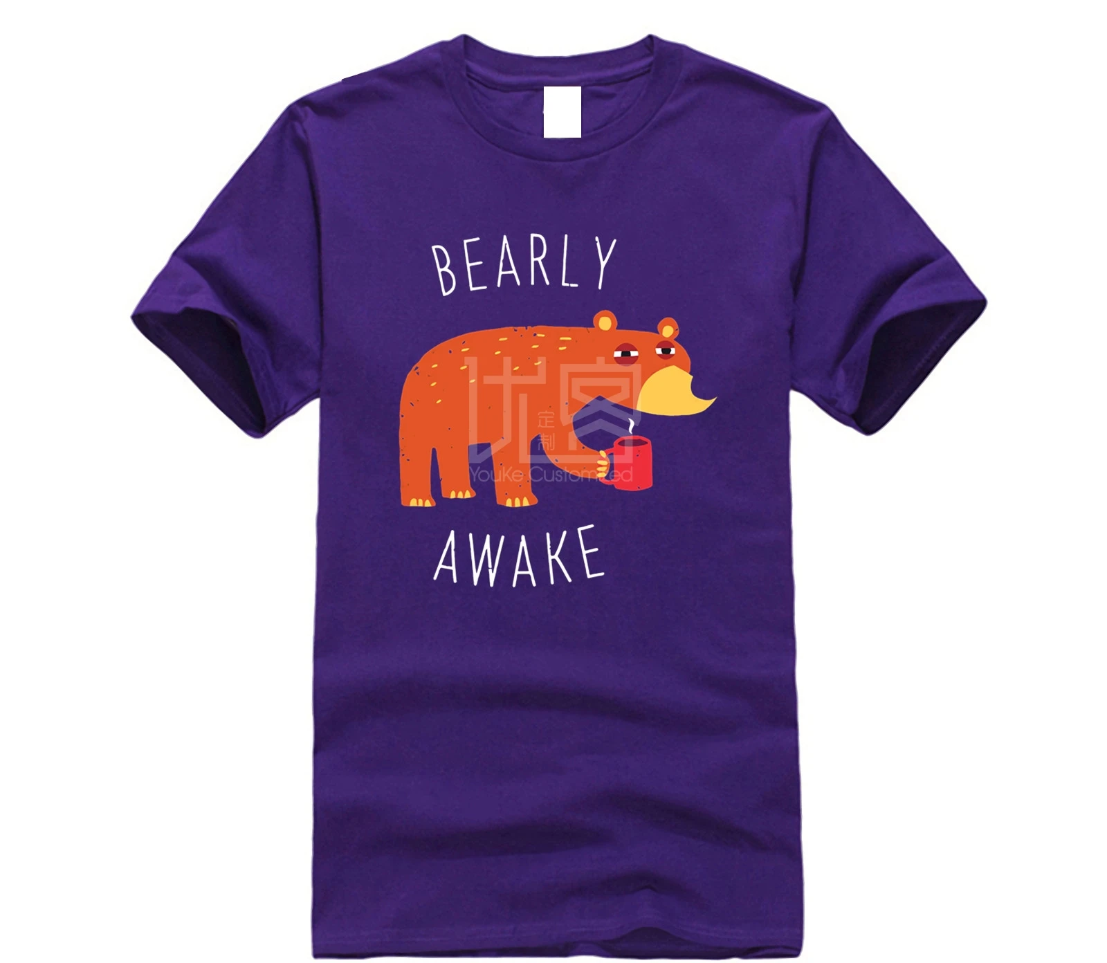 Mens cream t shirt bearly awake 