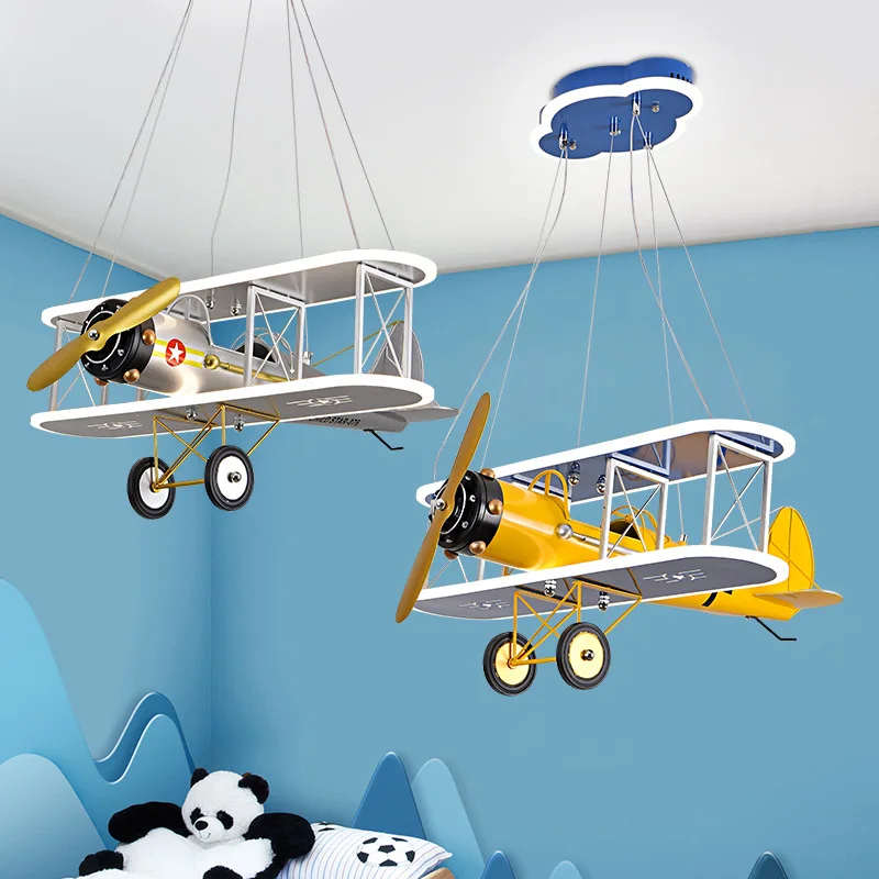 Creative Children's Room Airplane Light Boy Bedroom Chandeliers Minimalist Modern Nursery Youth Room Chandelier Helicopter Lamps
