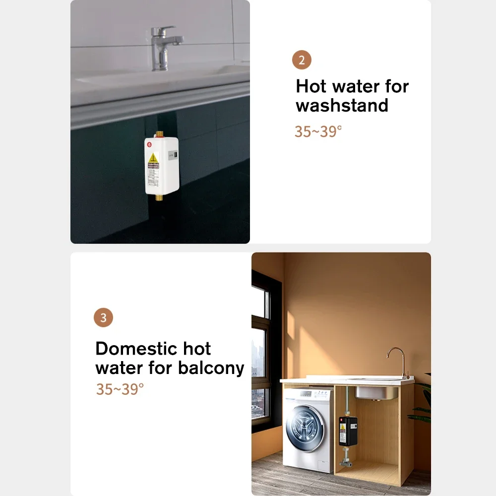 Description Picture 3 of item3800W Electric Water Heater Aneous Instantaneous Water Heater Kitchen, Bathroom, Shower, Water Heater 110V/220V