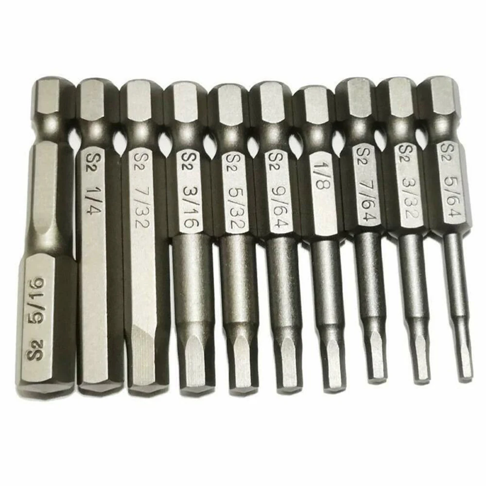 

Nut Screwdriver bits Quick Release Drivers Hex Shank Imperial Magnetic Silver Tools Workshop Wrench Drill Electric