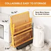 Bamboo Dish Drying Rack with Utensil Holder, 3 Tier Collapsible Dish Rack, Wooden Dish Racks for Kitchen Counter 4