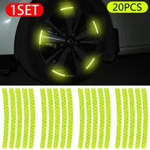 20pcs Car Wheel Hub Reflective Sticker Tire Rim Reflective Strips Luminous Sticker for Night Driving Car-Styling Accessories tanie tanio Opony i Obręczy CN (pochodzenie) Naklejki