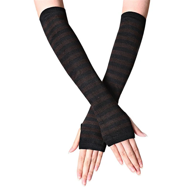 1Pair Women's Solid Color Fingerless Gloves with Arm Warmer, Elegant and Suitable for Daily Wear, One-Size None Black Polyester Polyester