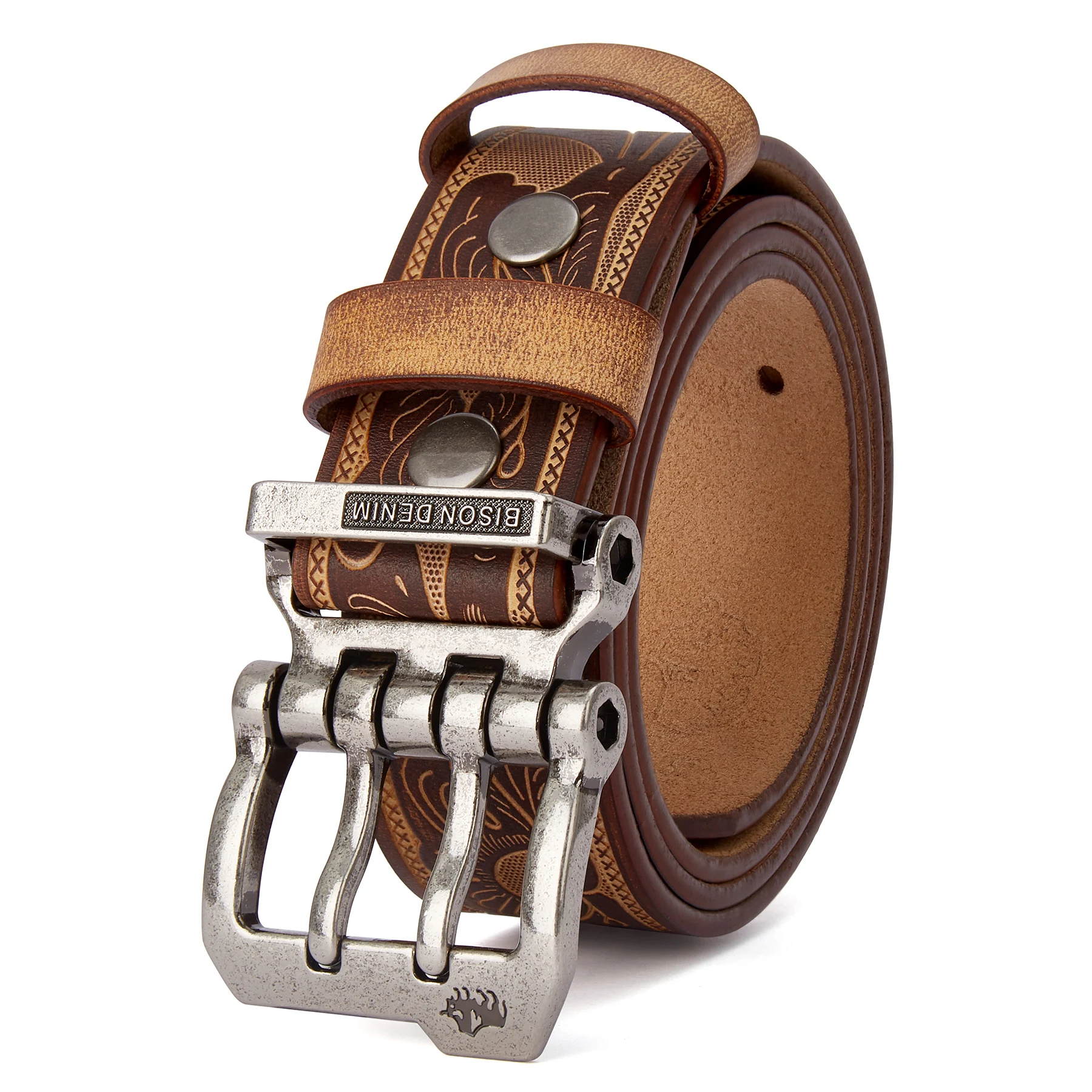 Genuine Leather Men's Vintage Belt with Luxury Pin Buckle