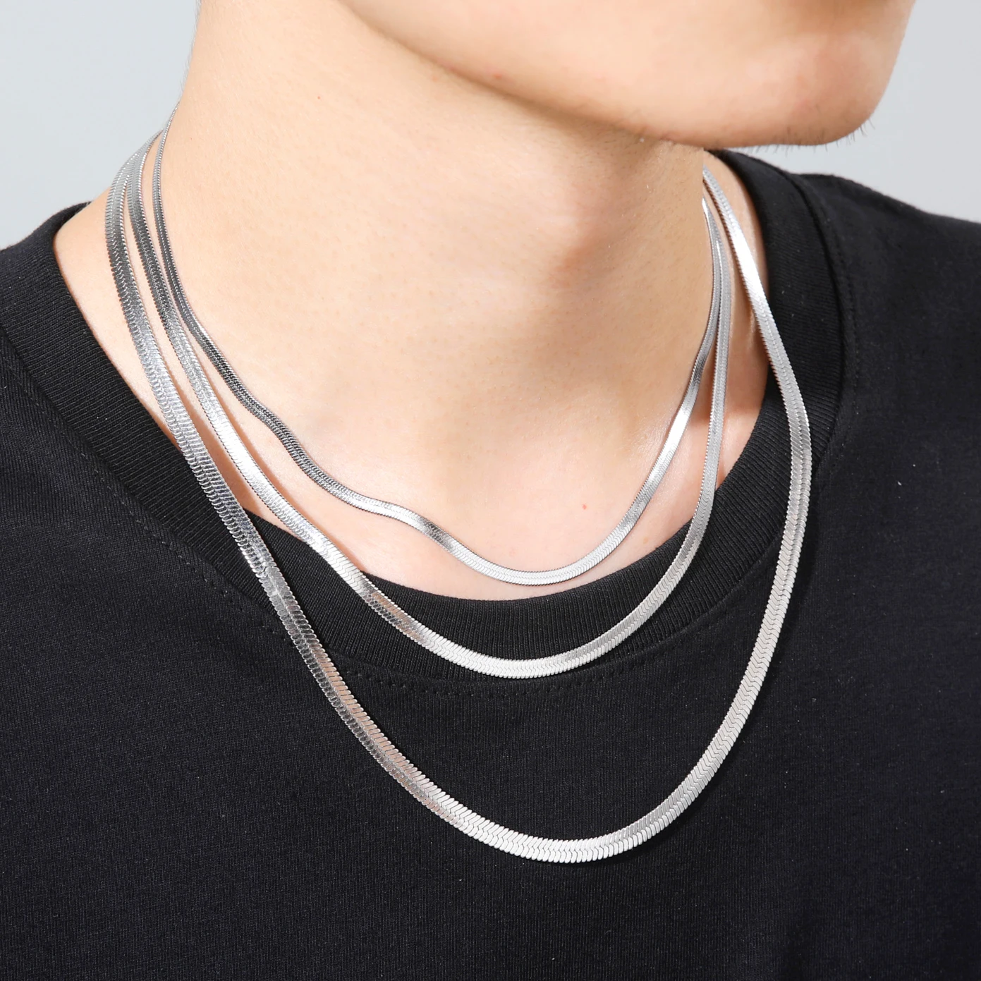 factory outlets silver chain choker - O ring choker - hoop choker