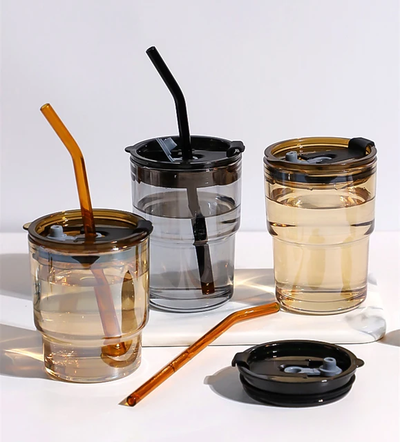 450ml Cups With Lids And Straws Coffee Mug Tumblers With Lid And Straws Bulk  Cup Heat Resistant Leather Water Tea Wine Drinkware - Mugs - AliExpress
