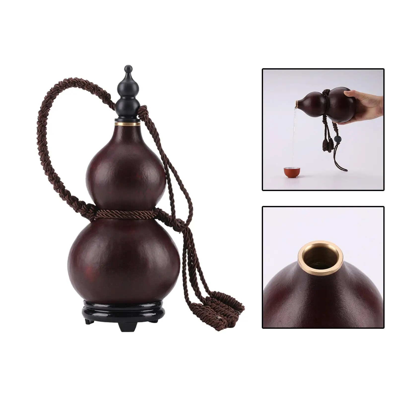 Gourd Water Bottle Beeswax Waterproof Hollow Calabash Wine Gourd Drinking for Camping Interior Drinks Holder Home Ornament