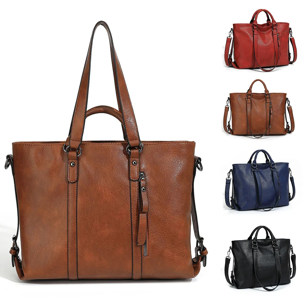 

Women Bags Soft Leather Handbag Large Capacity Messenger Bag Vintage Outdoor Women Shoulder Bag Crossbody Satchel Solid Color