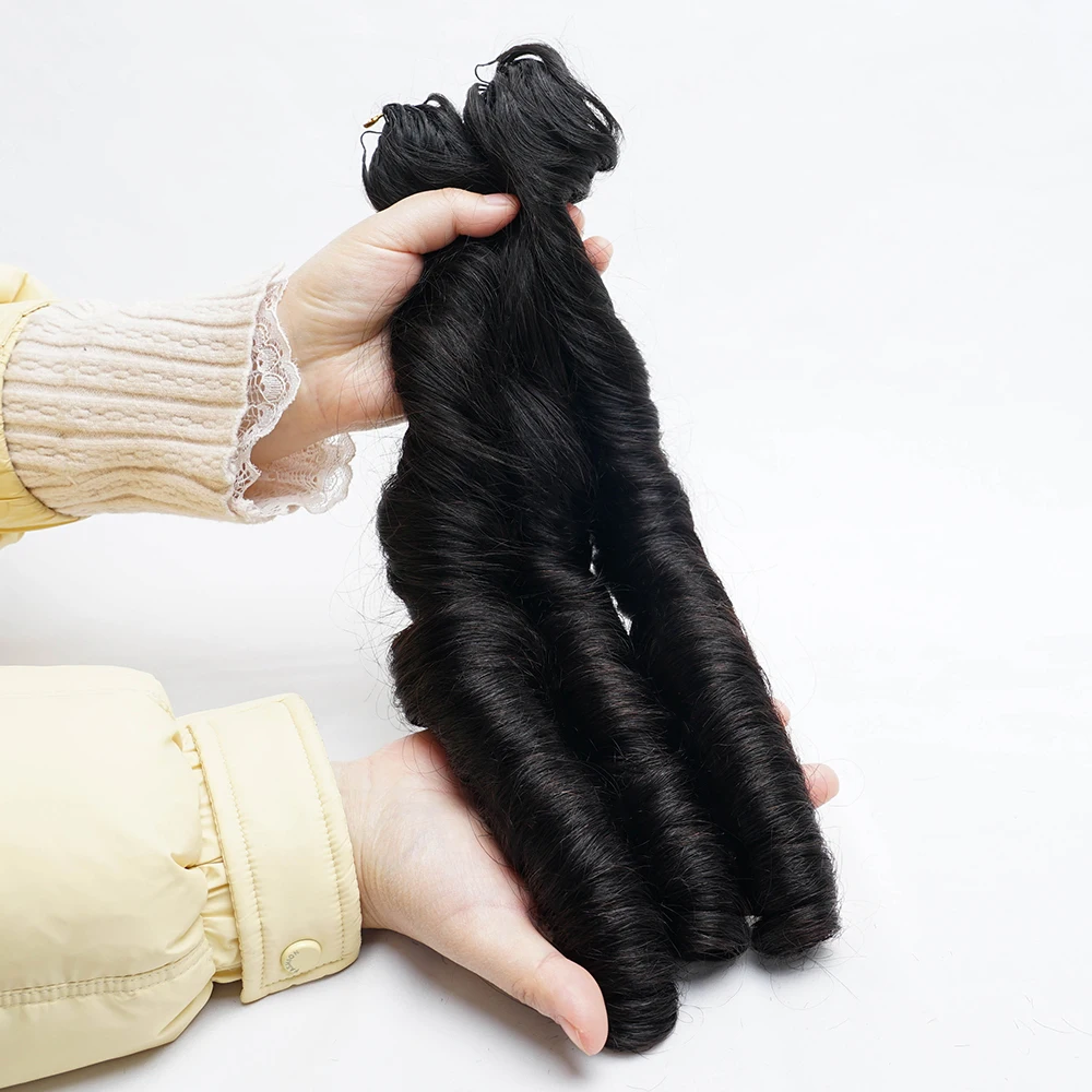 Kisshair Miracle Knots French Curl, Capelli Umani Pre-divisi per Intrecciare, Piuma Crochet, Ondulati e Voluminosi, Senza Nodi, Stile Bora Boho - immagine 4