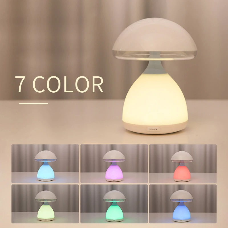 LED 버섯 소형 테이블 램프, 휴대용 USB 충전, 조도 조절 꽃 봉오리 램프, 침실 침대 옆 램프