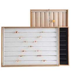 Bamboo Jewelry Ring Organizer Trays Stackable for Drawer Rings Storage Showcase Box