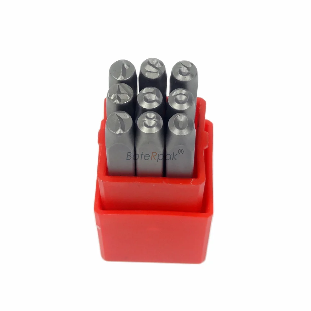 Baterpak 5/6/7/8/10Mm Maluta British Steel Seal,Car Chassis Number Stamp Puncher Steel Word Punch Stamp,9 Pz/Scatola